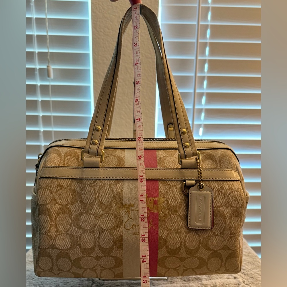 Coach Beige and Pink Signature Satchel - Picture 11 of 14